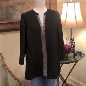 NEW Vision 155 V Neck 3/4 Sleeve Beaded Top
